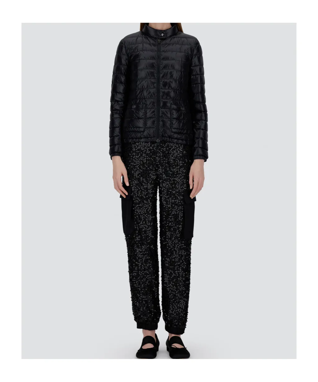 Quilted Long-Sleeved Down Jacket