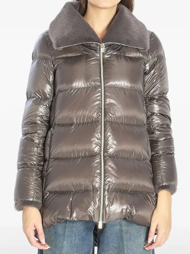 Zippered Quilted Down Jacket