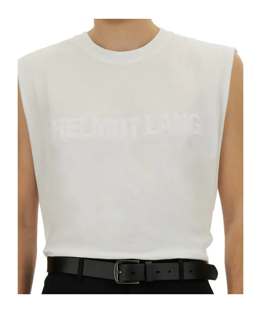 Logo Embossed Ribbed Tank Top