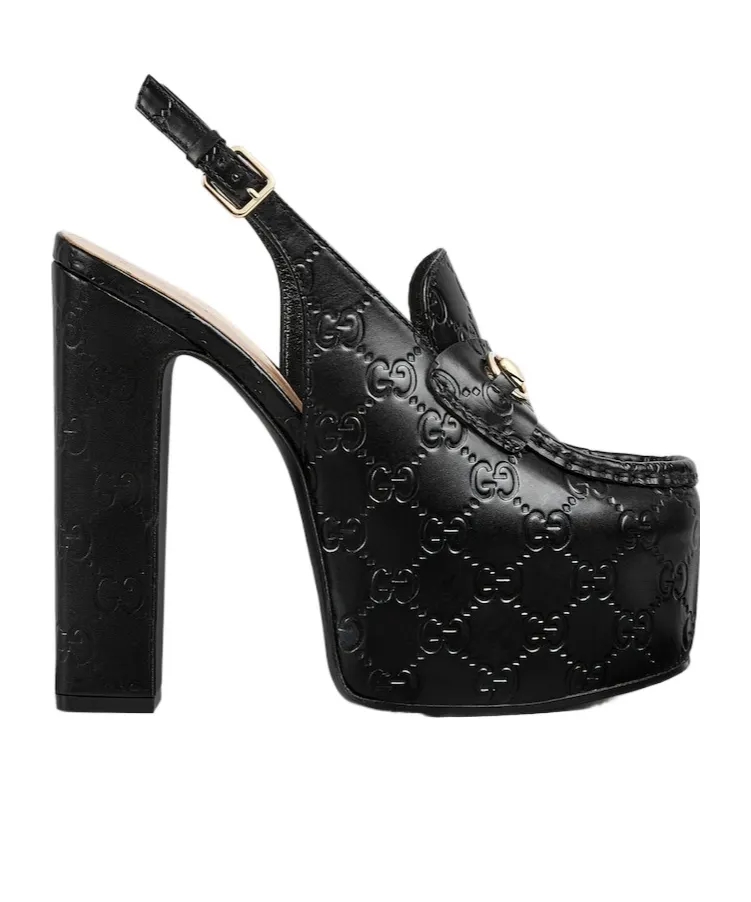 Horsebit Platform Slingback Pumps