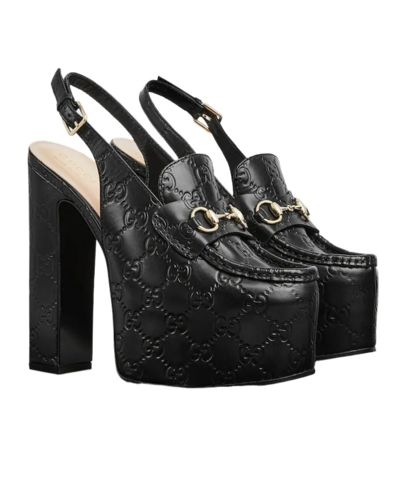 Horsebit Platform Slingback Pumps