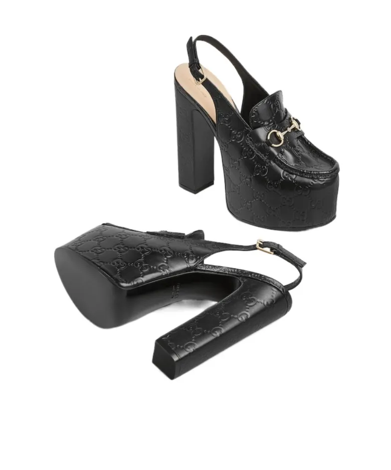 Horsebit Platform Slingback Pumps
