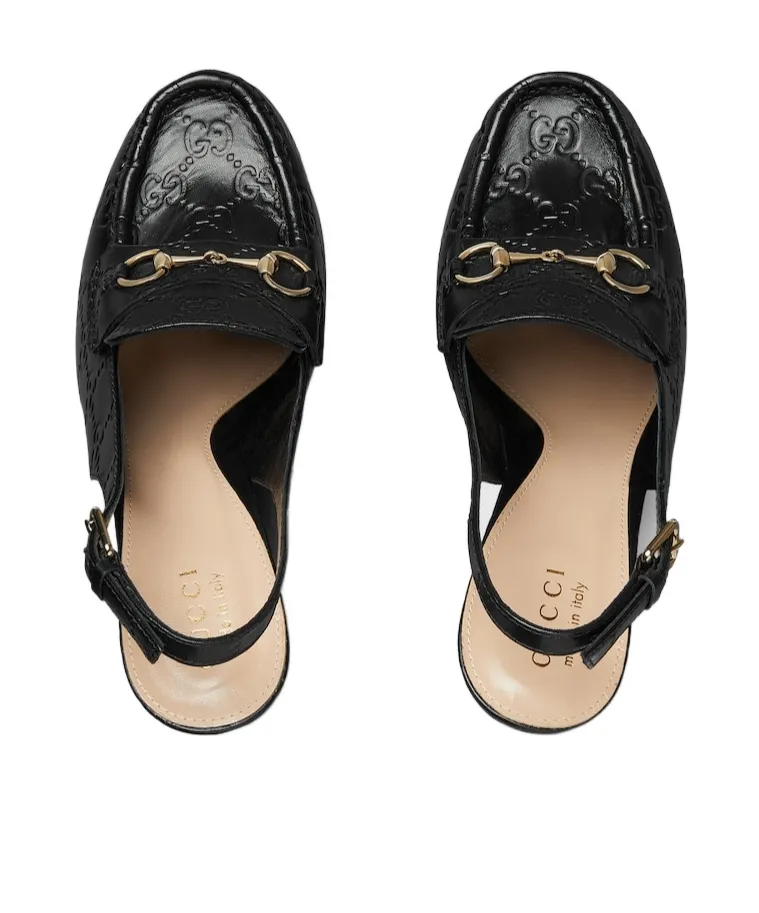Horsebit Platform Slingback Pumps