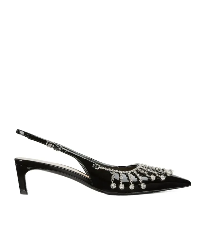 Rhinestone-Embellished Slingback Pumps