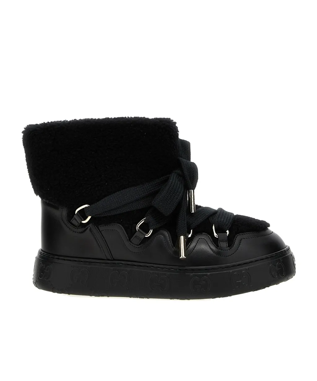 Faux-Shearling Round Toe Ankle Boots