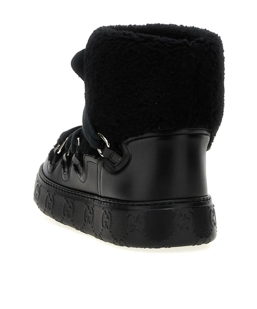 Faux-Shearling Round Toe Ankle Boots