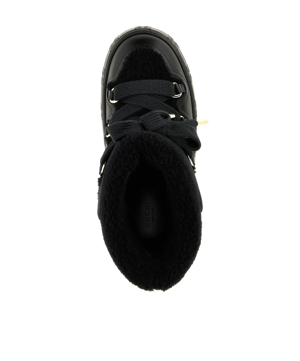 Faux-Shearling Round Toe Ankle Boots