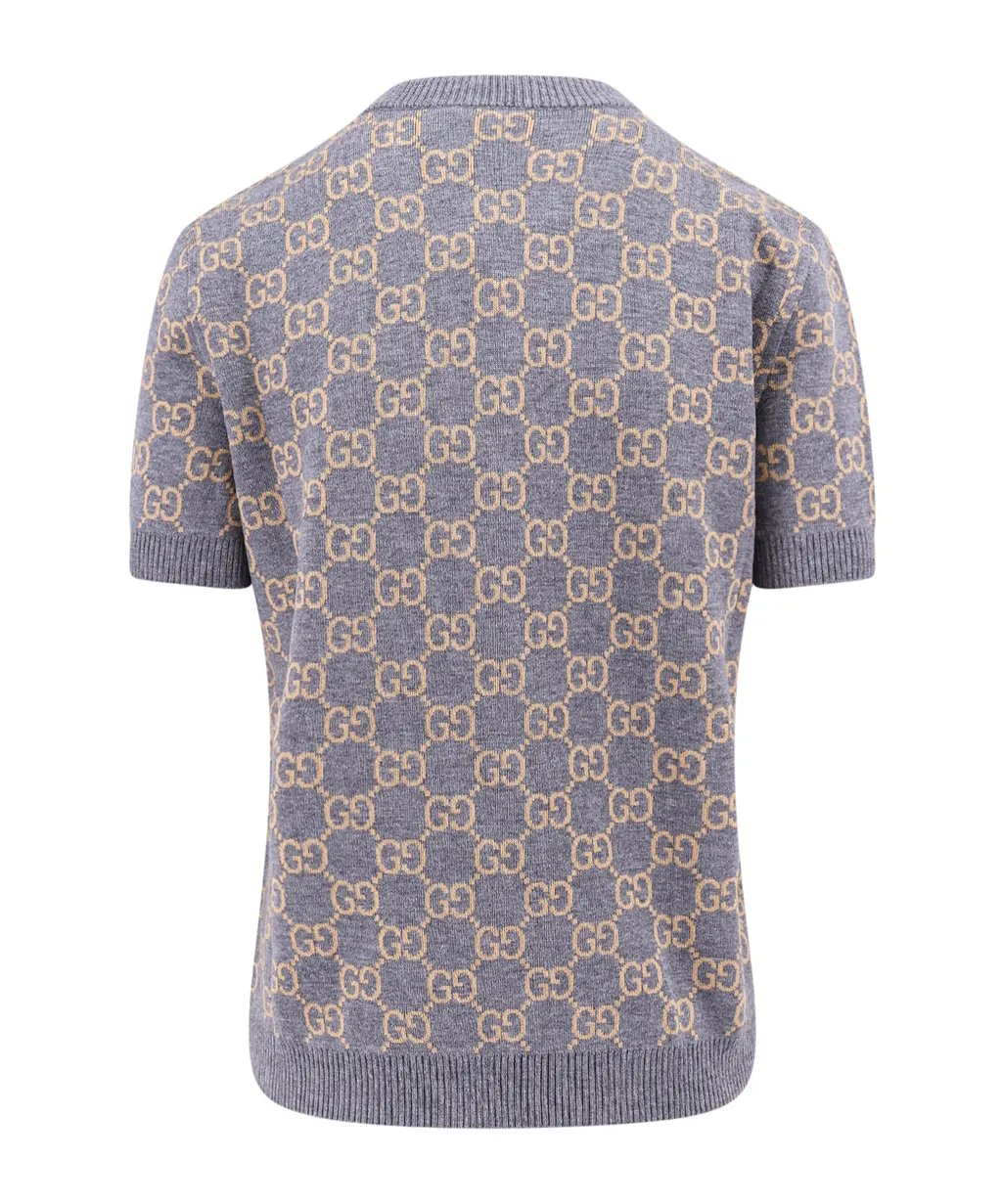 Monogrammed Intarsia Short-Sleeve Sweater
