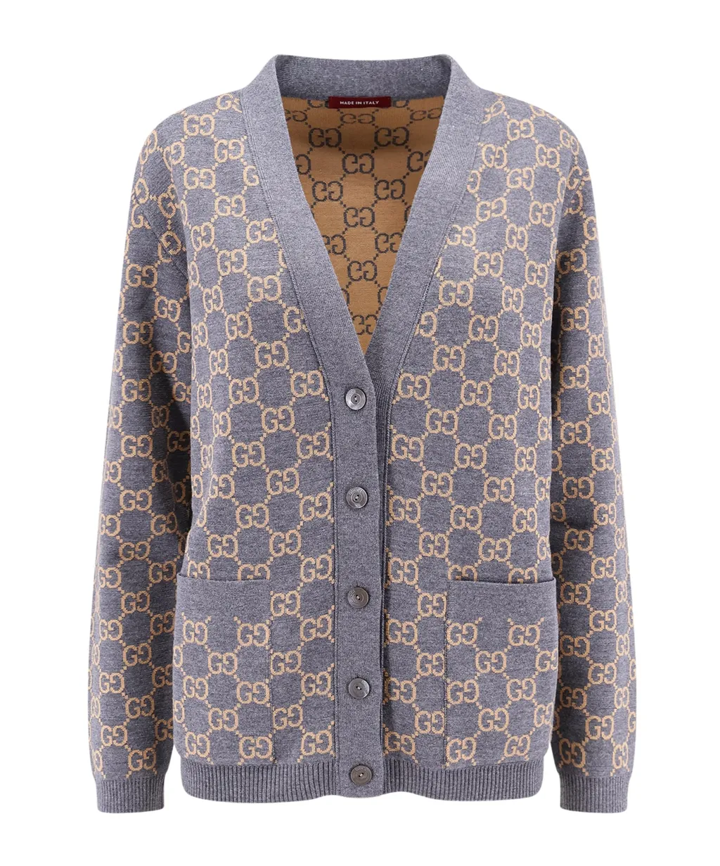 Reversible Gg Jacquard Button-Up Cardigan
