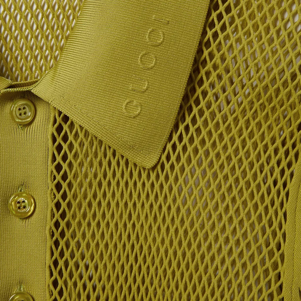 Embossed Technical Mesh Polo Top