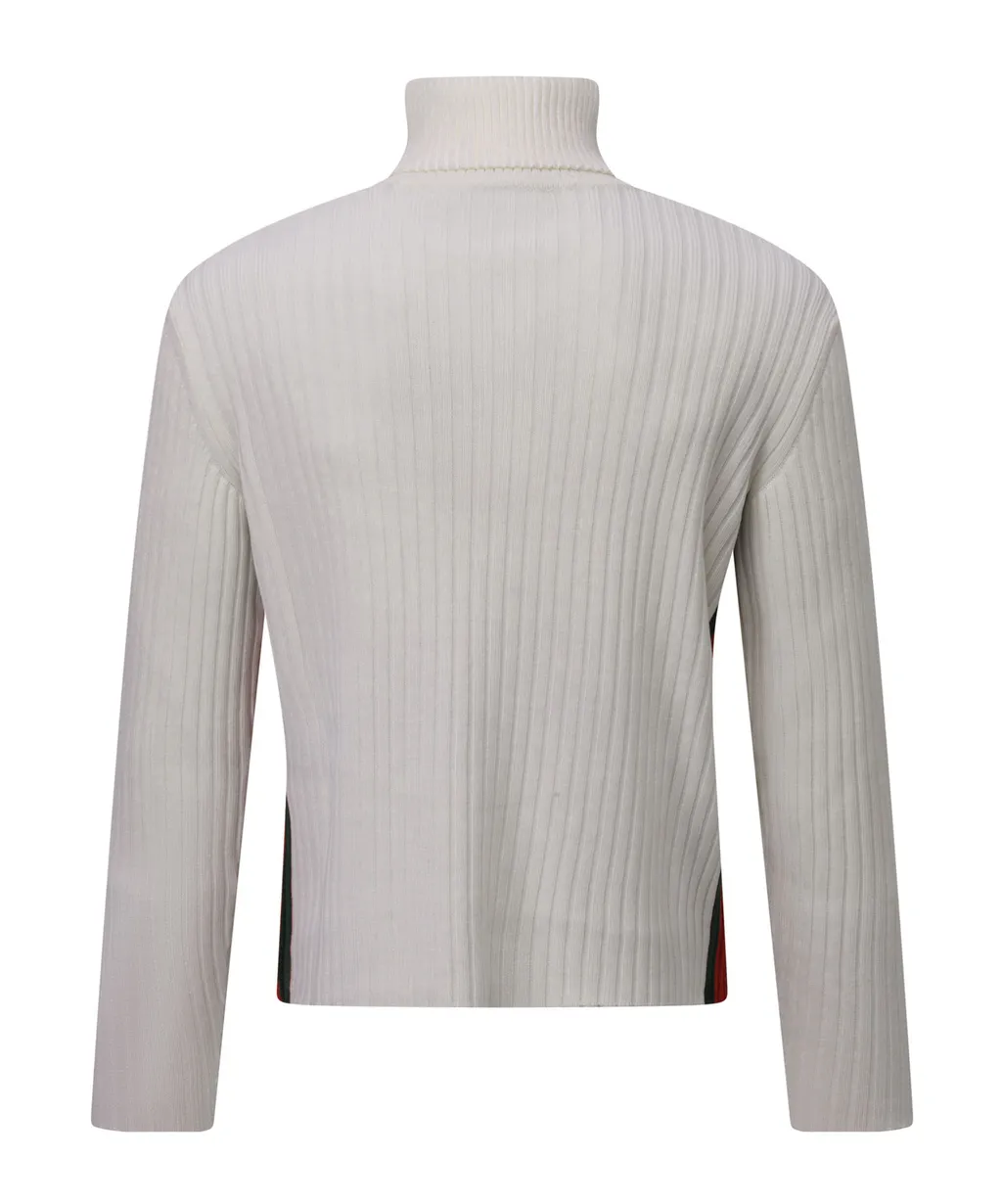 Stripe Detailed Turtleneck Sweater