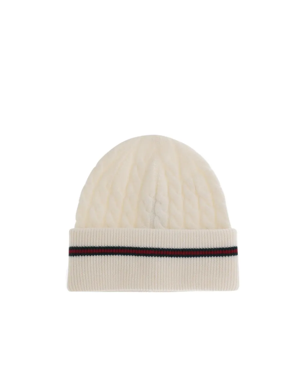 Cable-Knit Striped Beanie