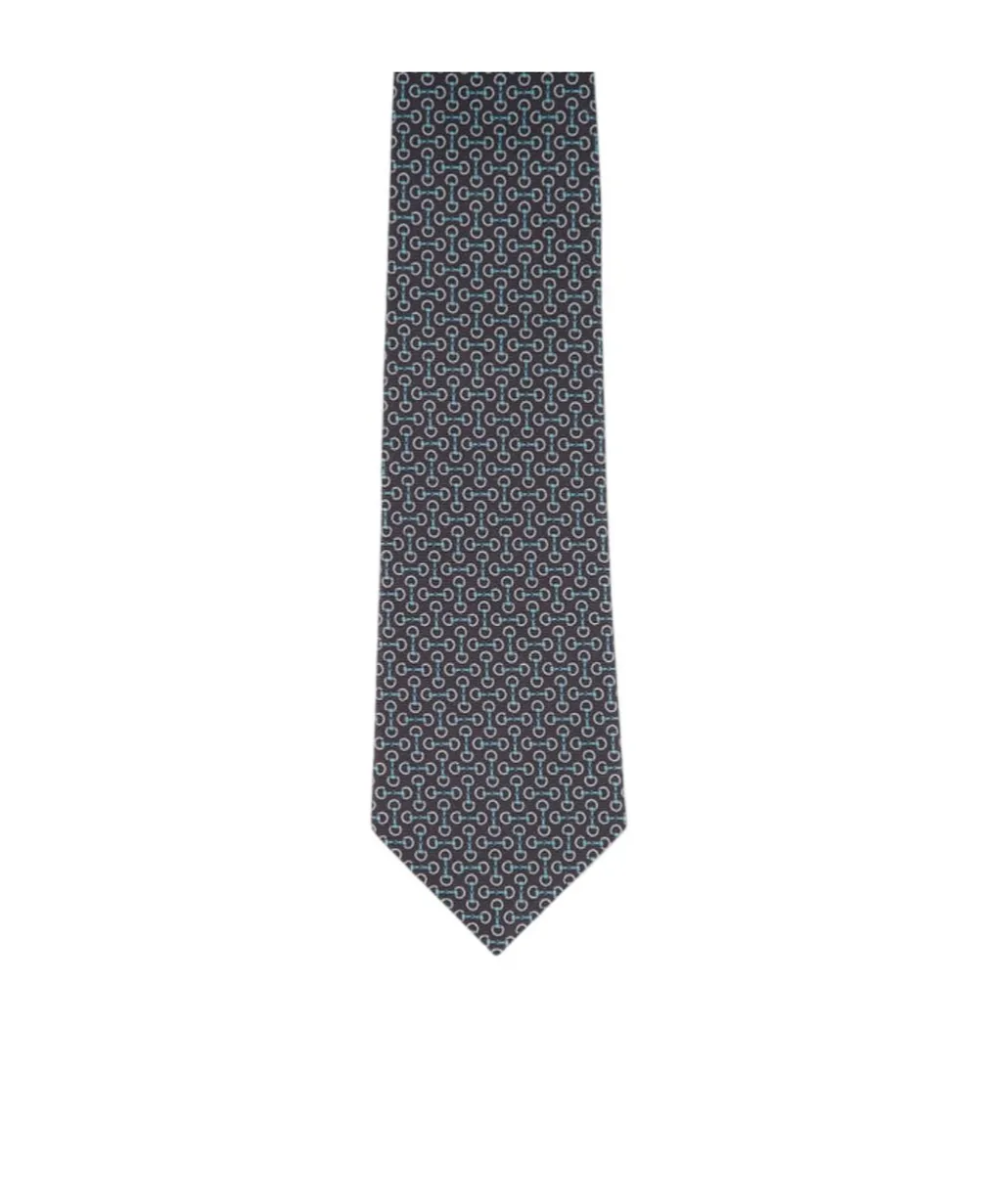 Horsebit Jacquard Silk Tie