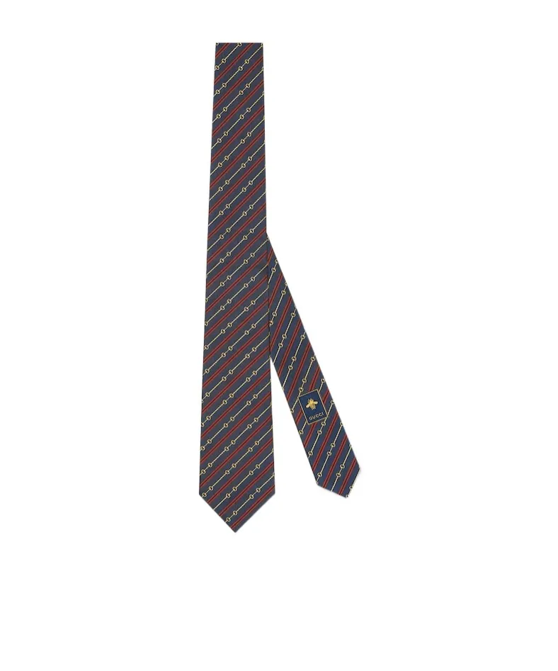 Horsebit Silk Jacquard Tie