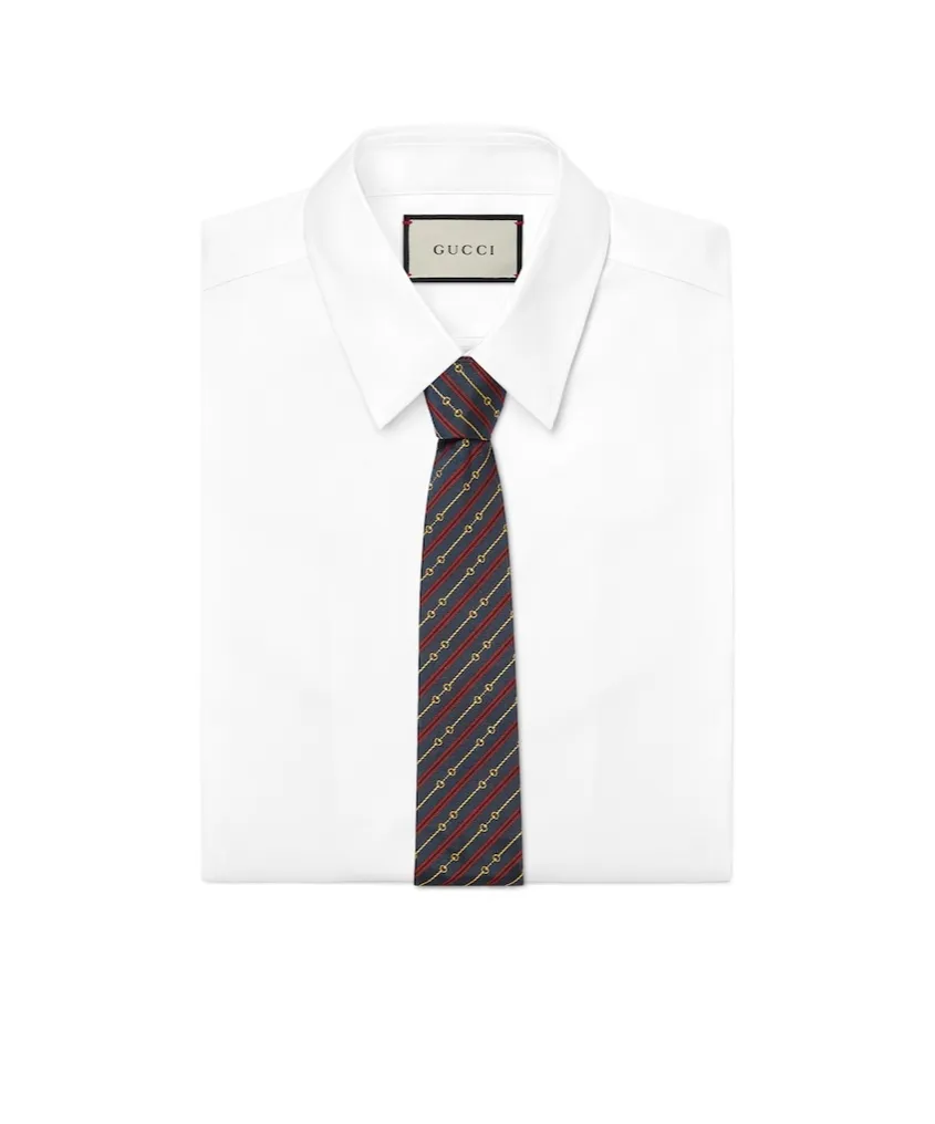 Horsebit Silk Jacquard Tie