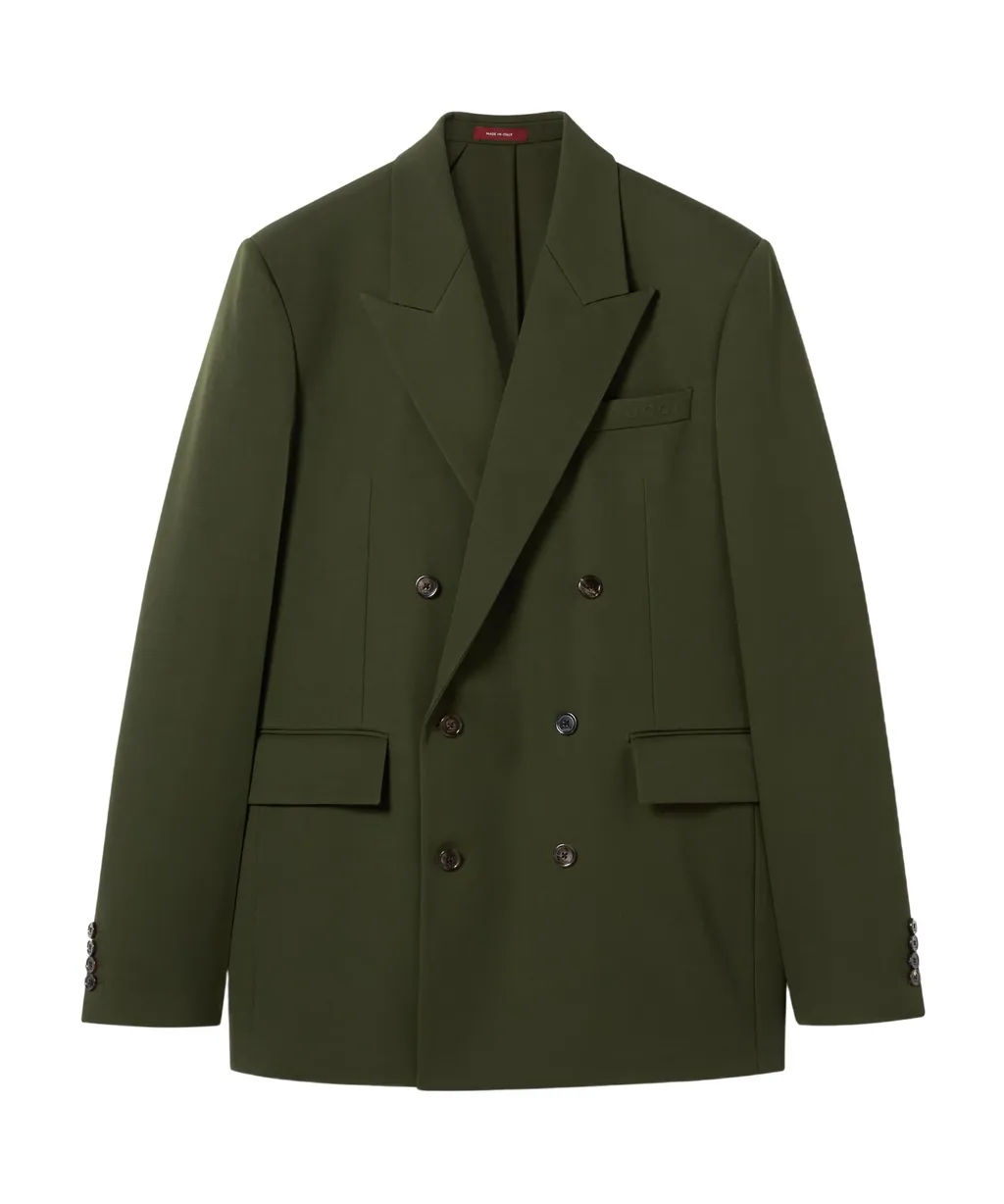 Double-Breasted Light Wool Gabardine Jacket