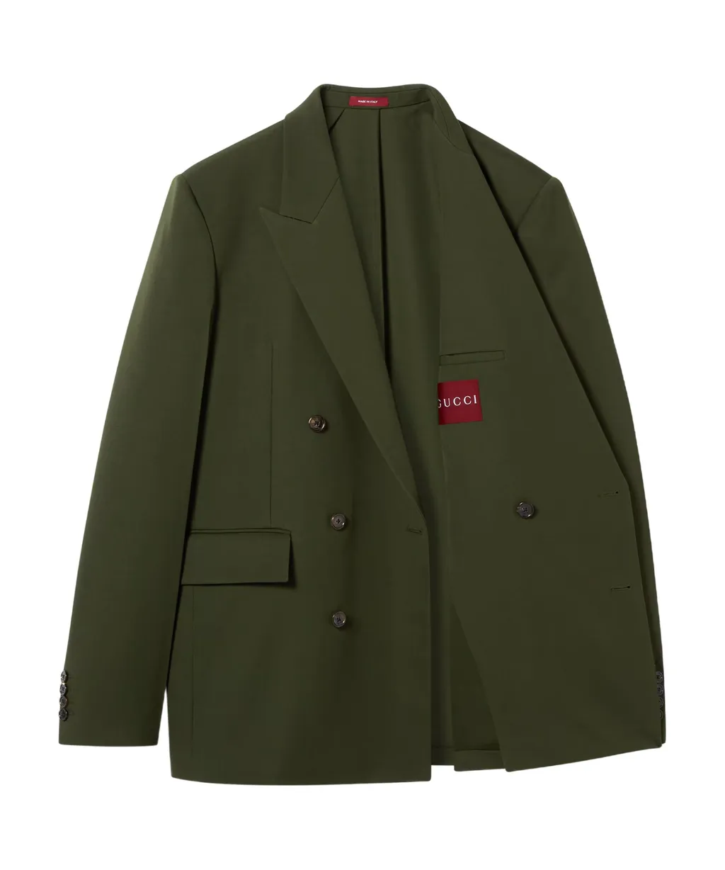 Double-Breasted Light Wool Gabardine Jacket