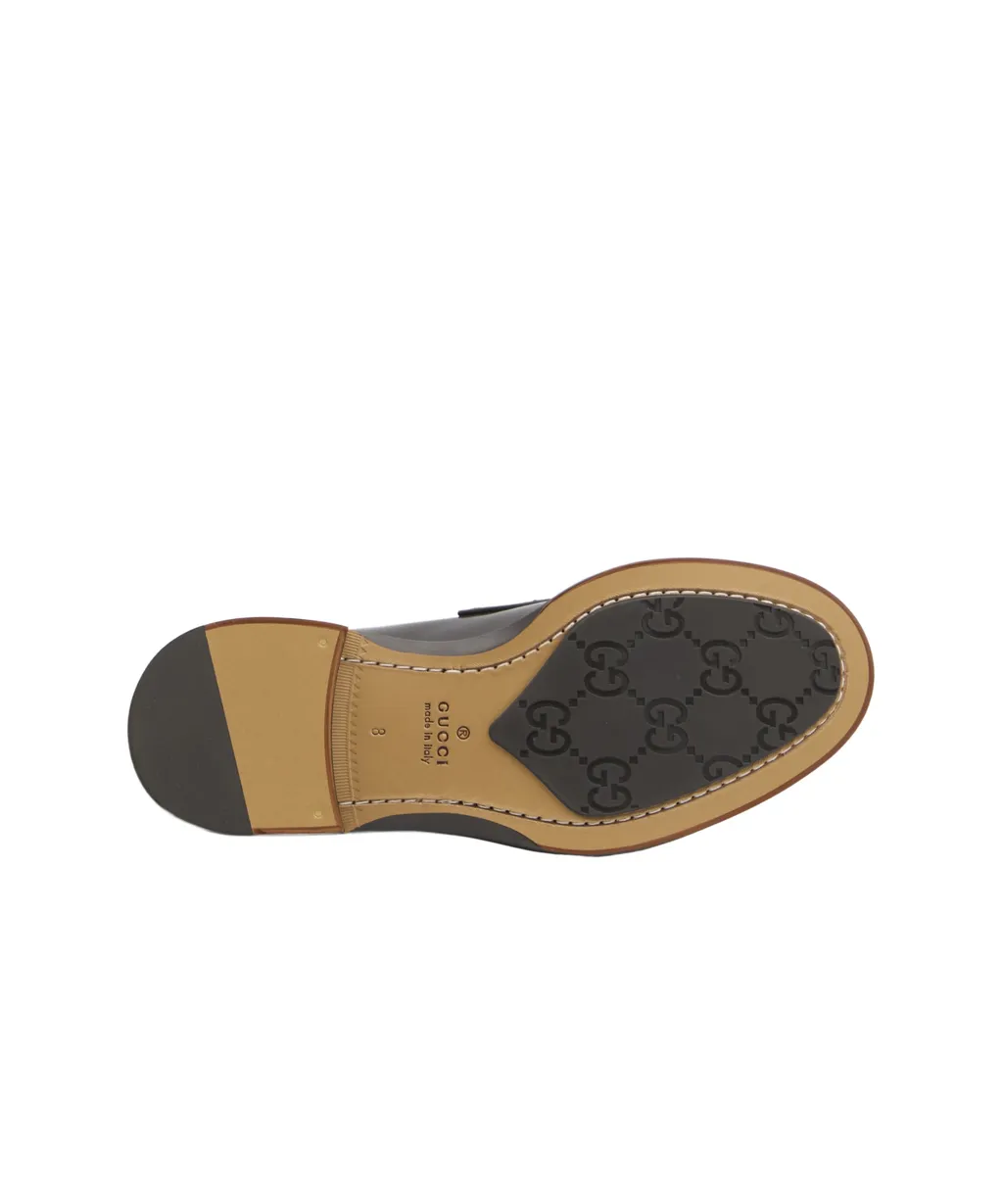 Web-Stripe Leather Loafers