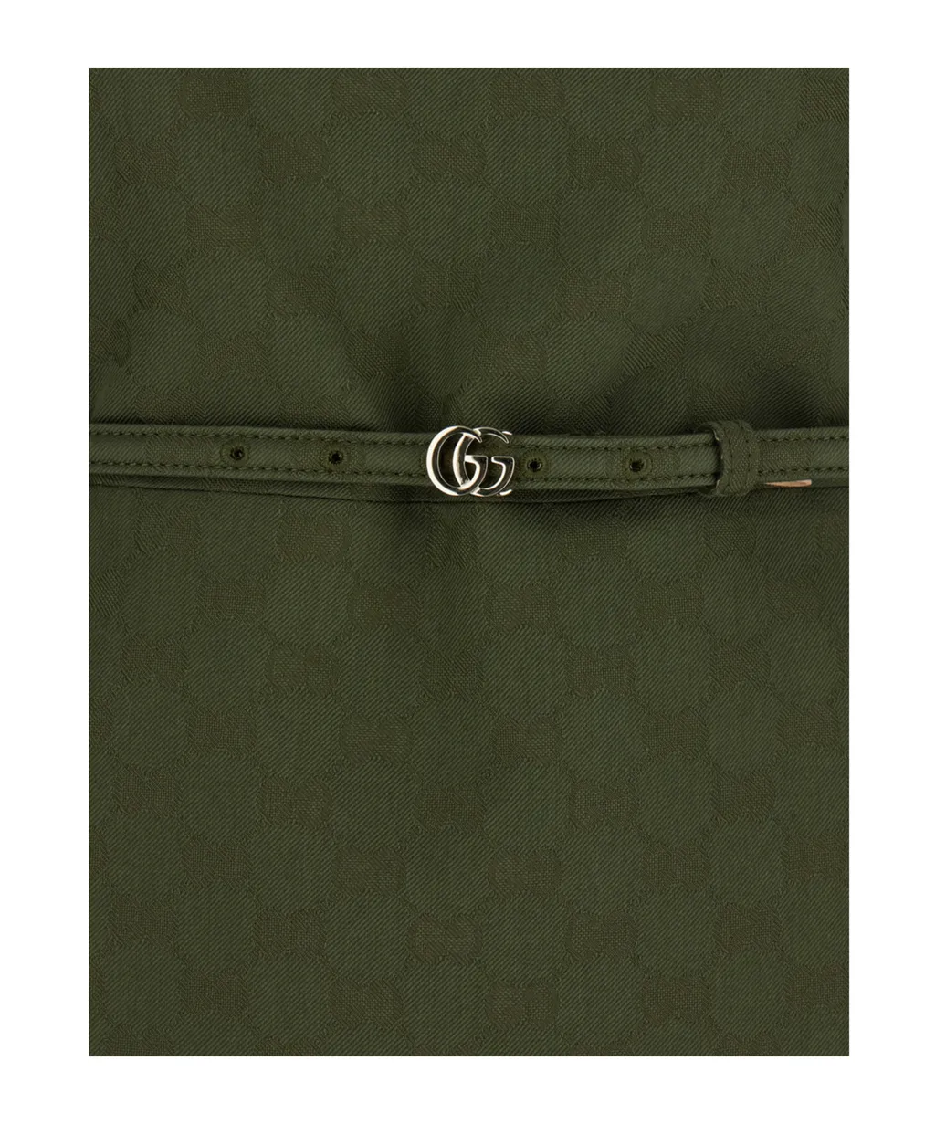 Gg Buckle Belt Crewneck Mini Dress
