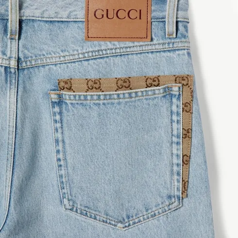 Gg Insert Washed Denim Jeans
