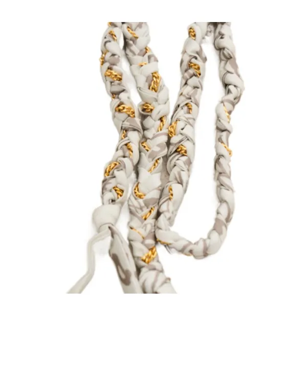 Braided Fabric Charm With Brass Chain