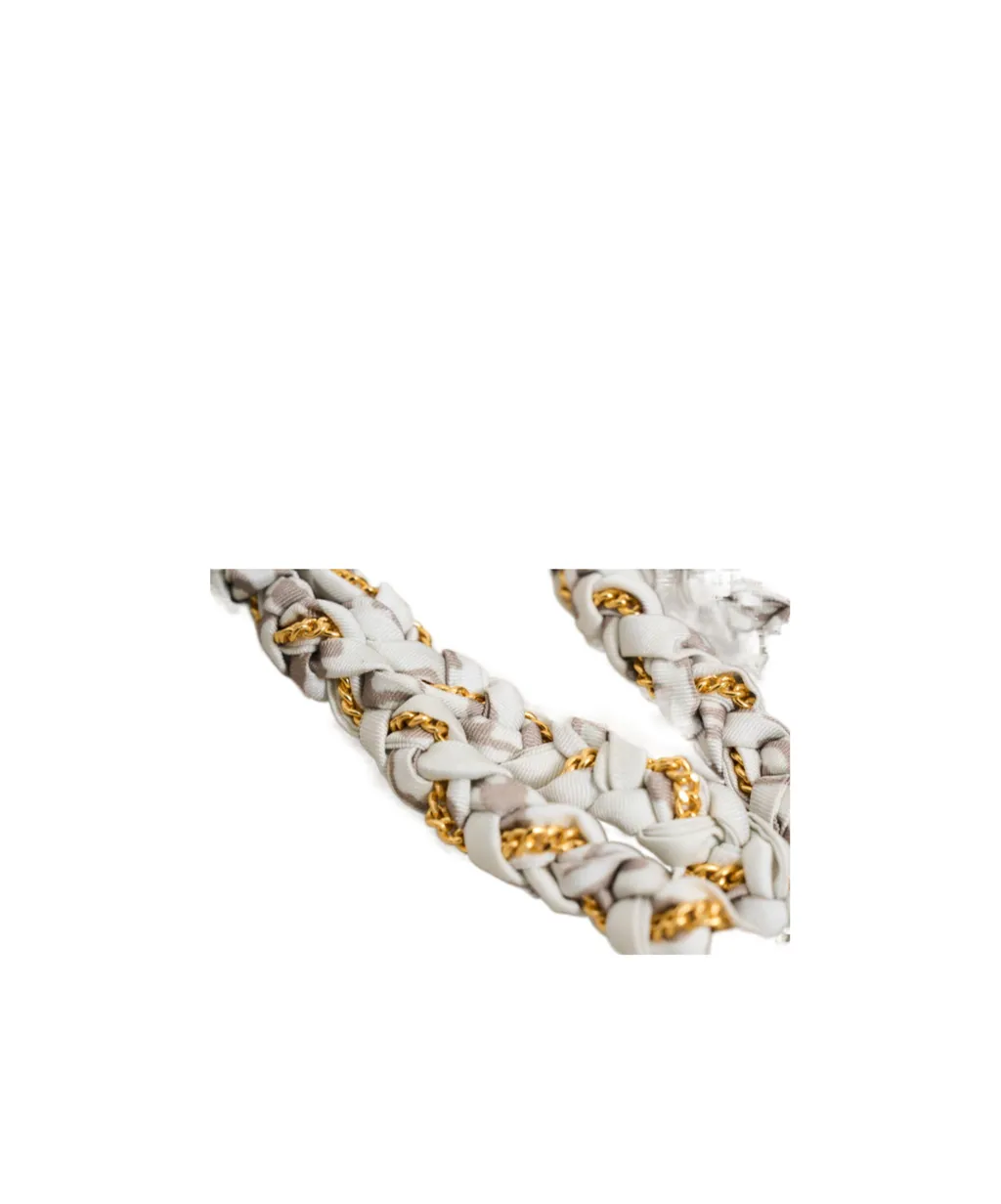 Braided Fabric Charm With Brass Chain