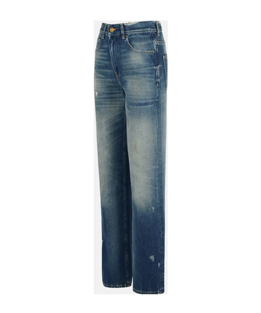 Straight-Leg Distressed Jeans
