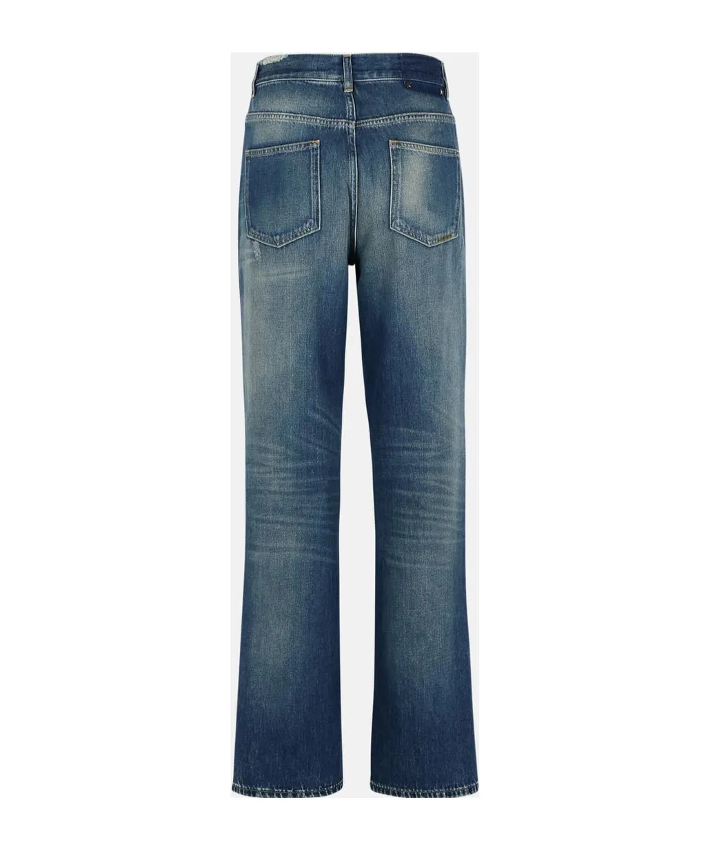 Straight-Leg Distressed Jeans