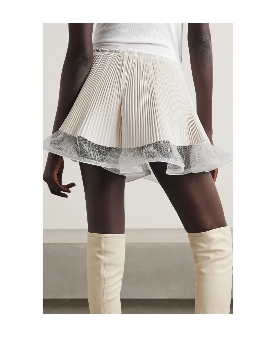 Pleated Shorts With Lotus Leaf Edges