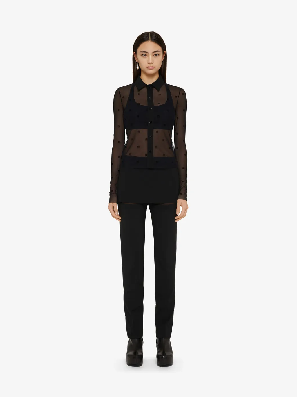 Shirt In Tulle With 4G Pattern