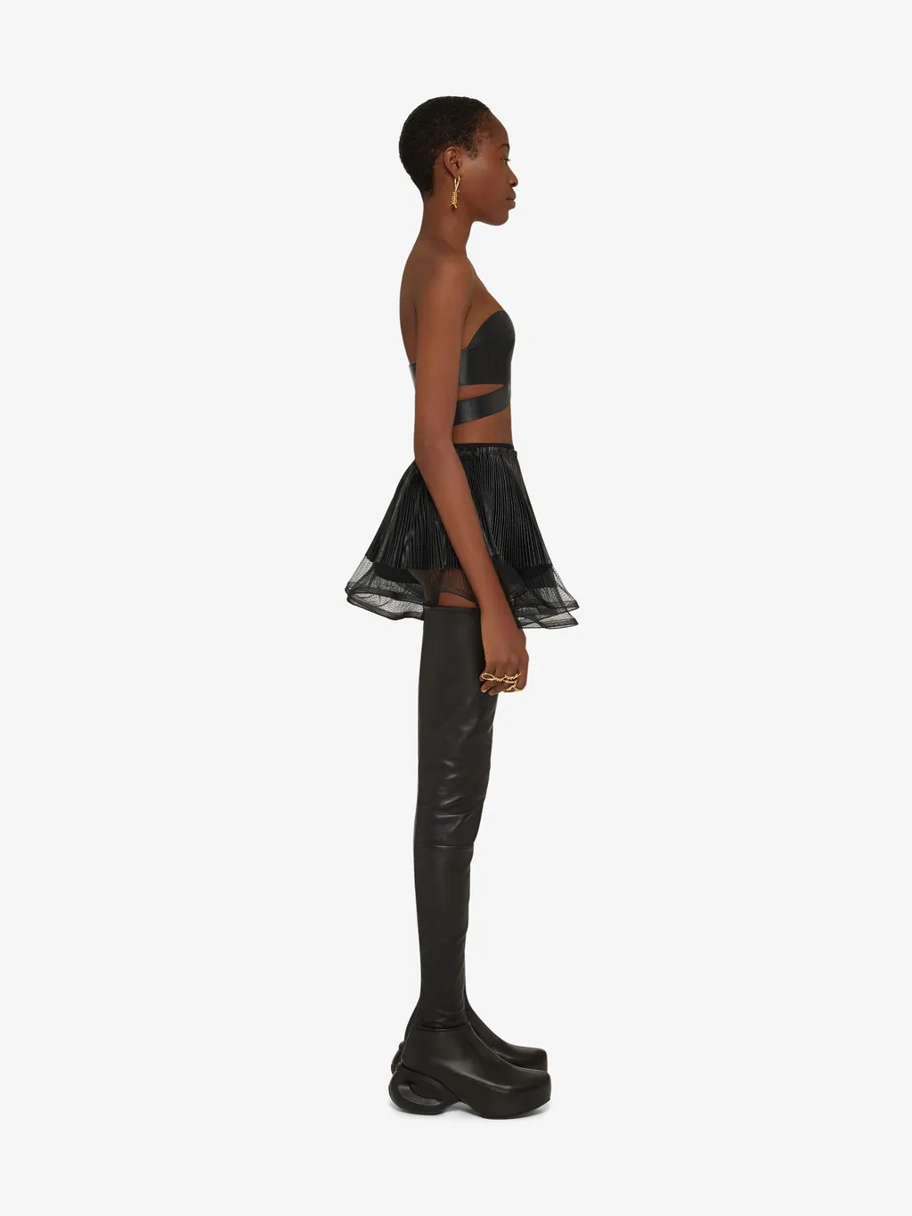 Bra Top In Leather With Crossed Effect