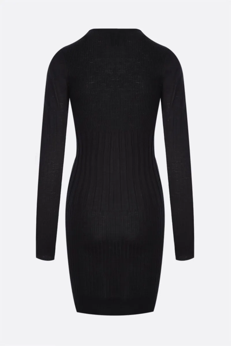 Ribbed-Knit Wool Dress