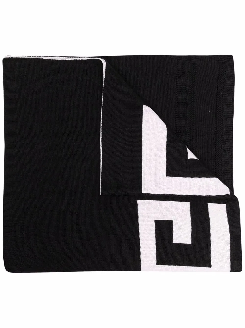 Intarsia-Knit Logo Wool Scarf