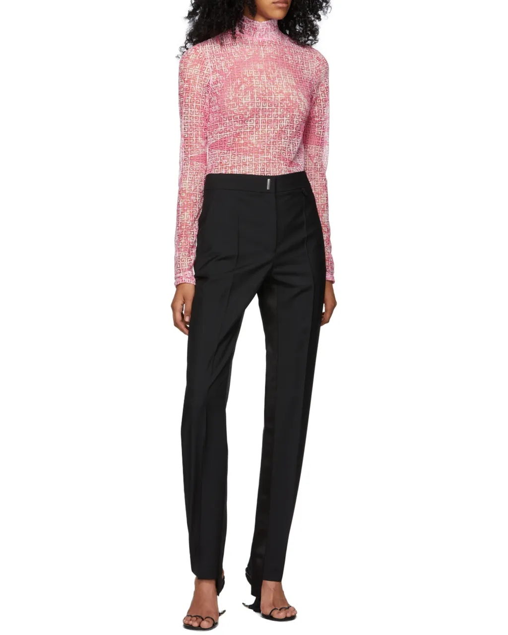 Satin Band Straight Leg Trousers