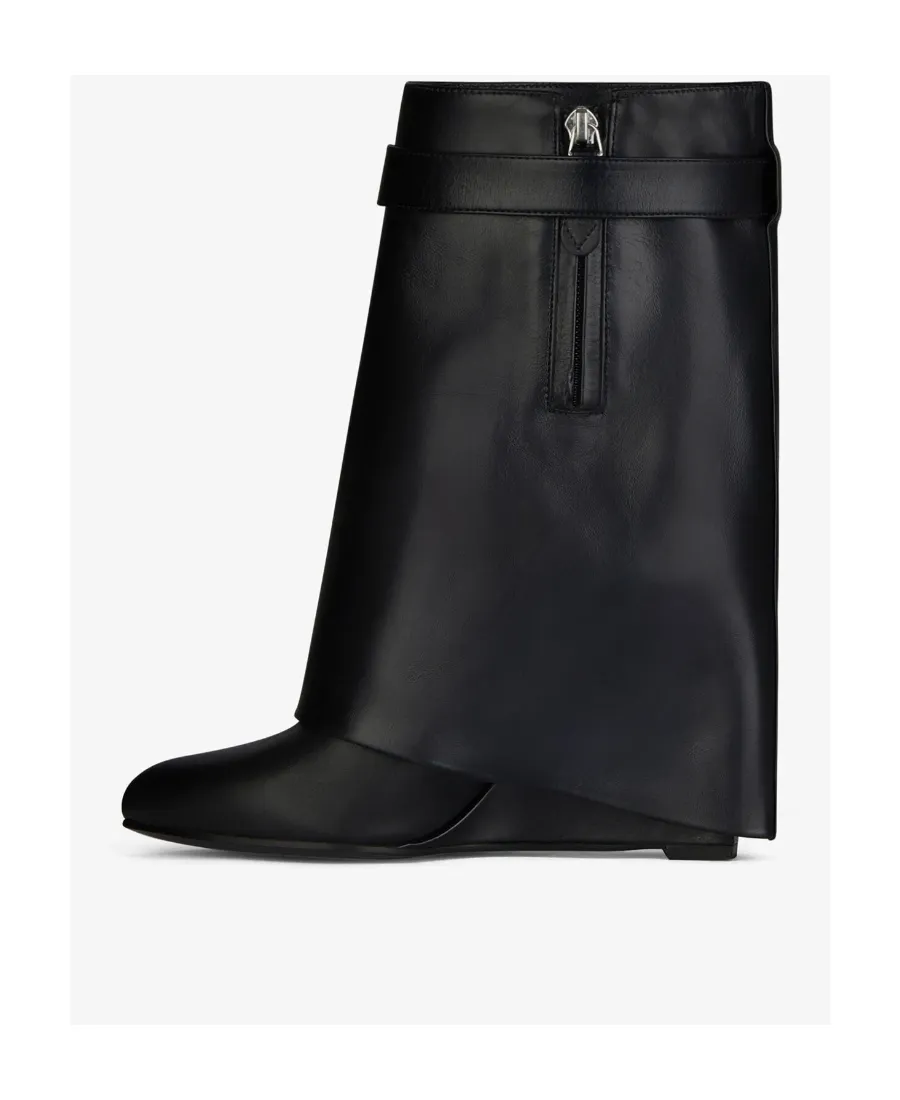 Shark Lock Almond-Toe Ankle Boots