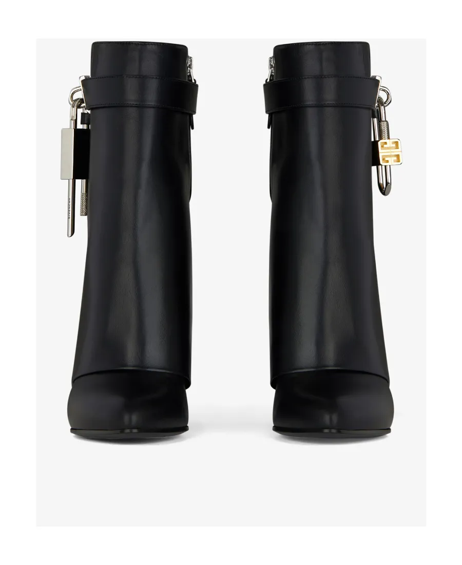 Shark Lock Almond-Toe Ankle Boots