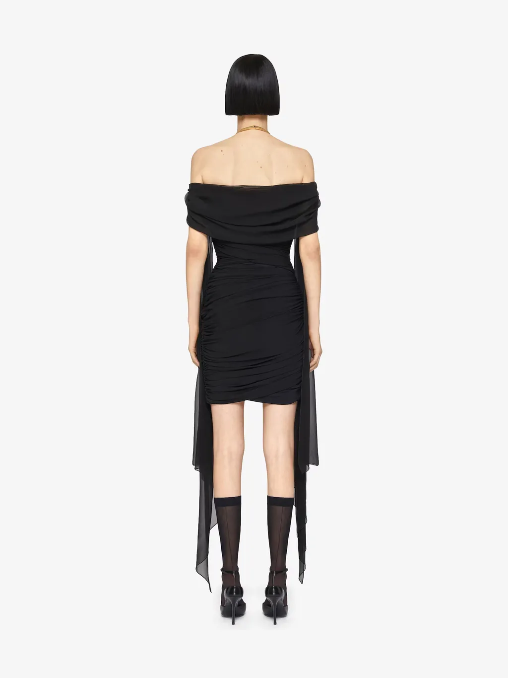 Off-Shoulder Draped Mini Dress