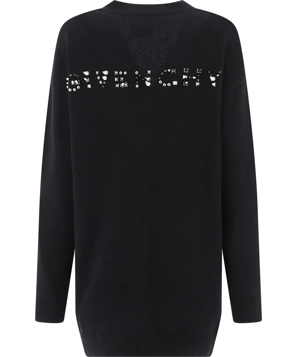 Studded-Logo Longline Cardigan