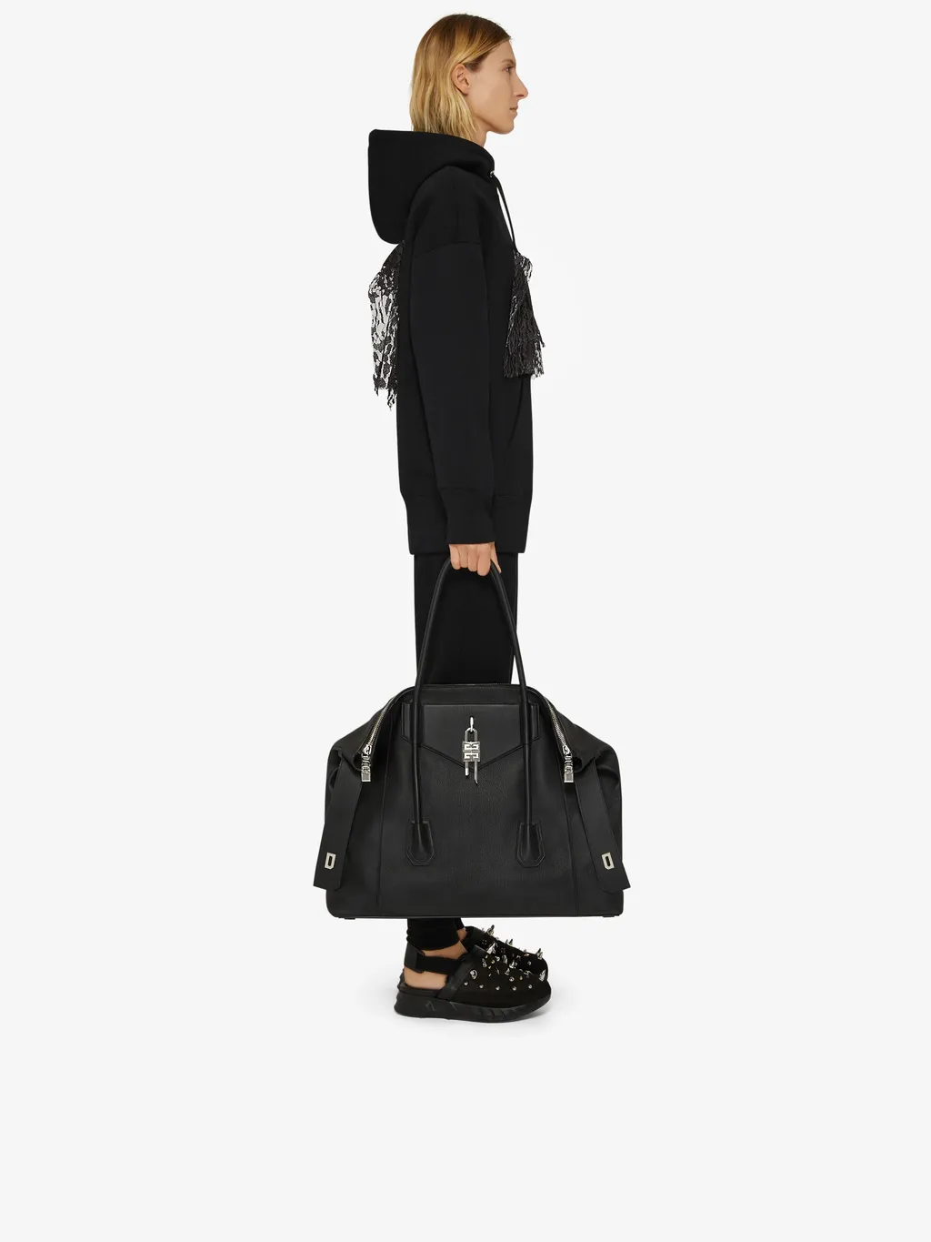 Lace Panel Oversized Hoodie
