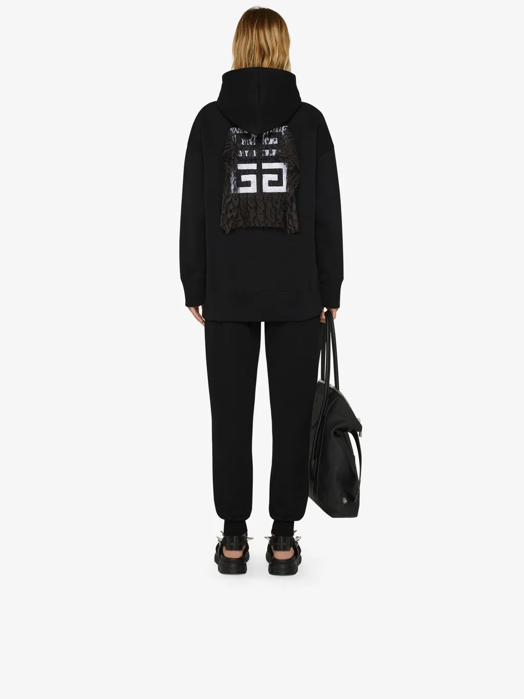 Lace Panel Oversized Hoodie