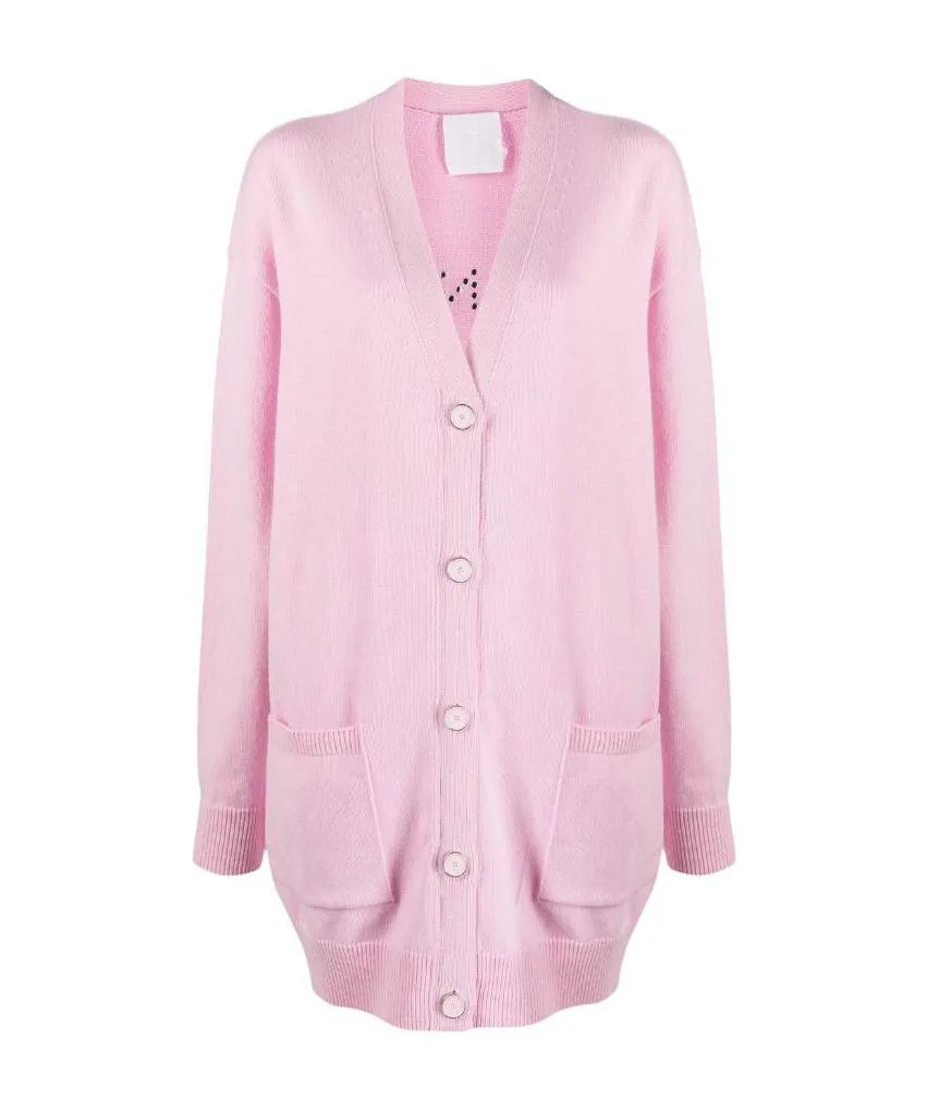 Embroidered Studded Wool-Cashmere Cardigan