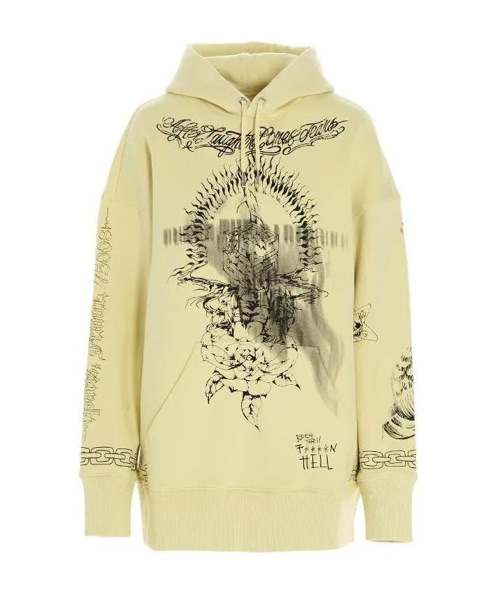 Graphic Printed Cropped Hoodie