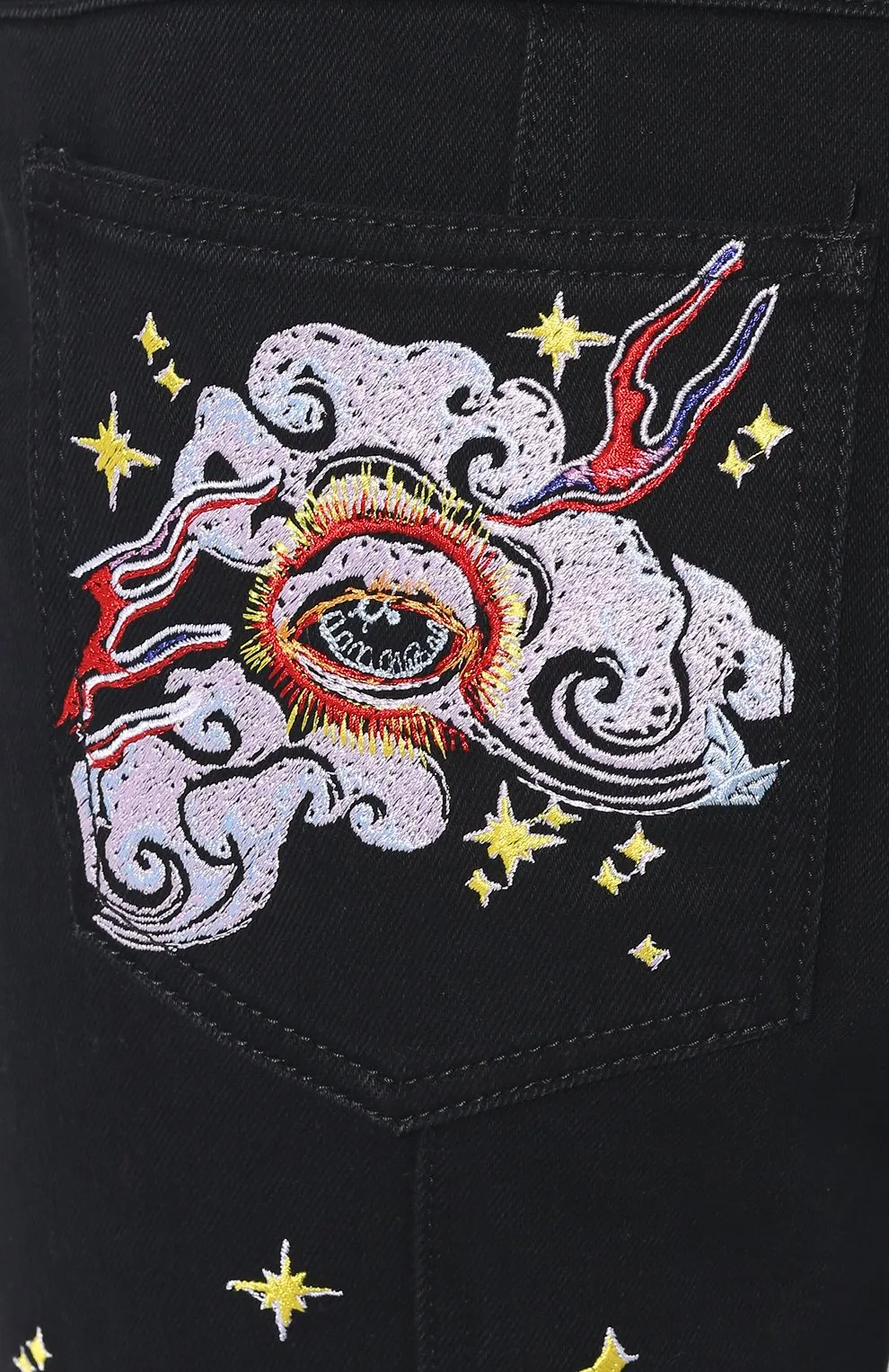 Embroidery Nine-Quarter Jeans
