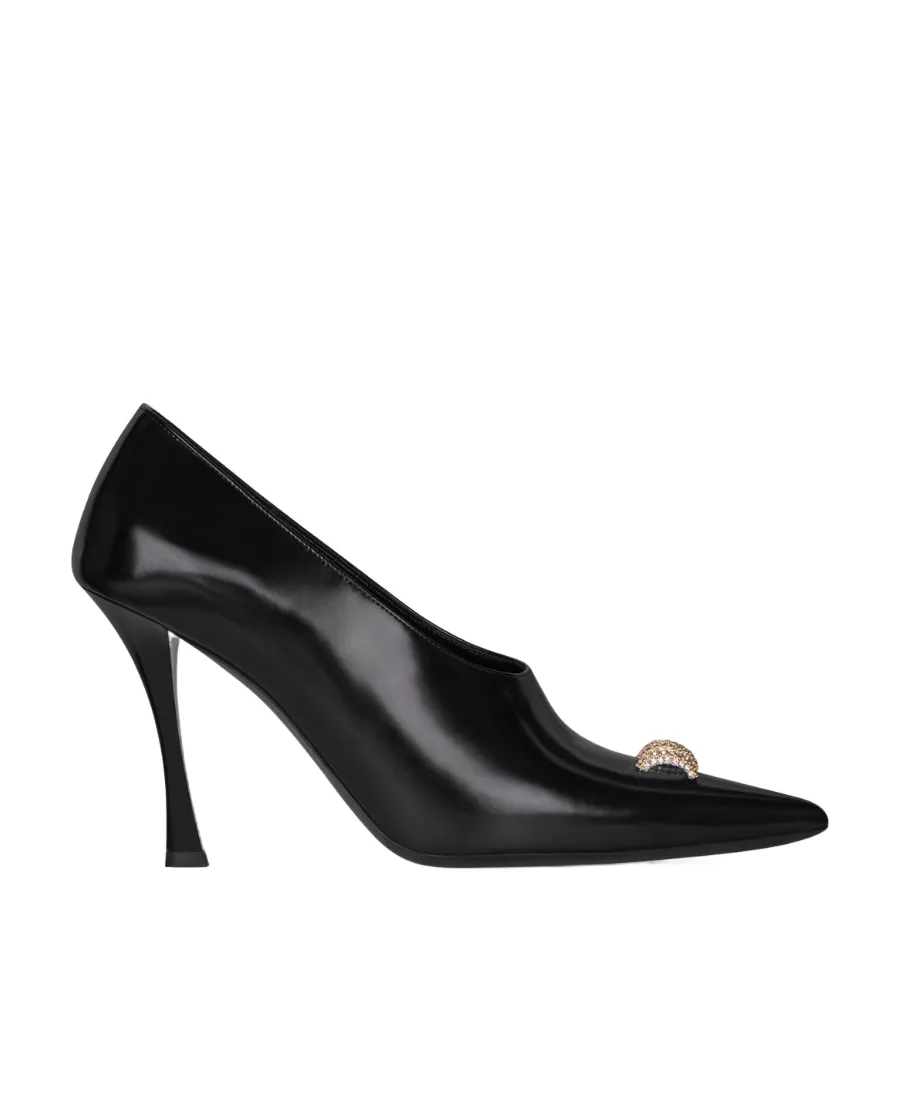 Pointed-Toe Embellished Pumps