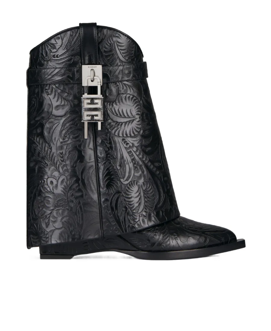 Shark Lock Cowboy Ankle Boots