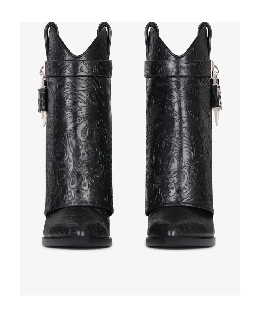 Shark Lock Cowboy Ankle Boots