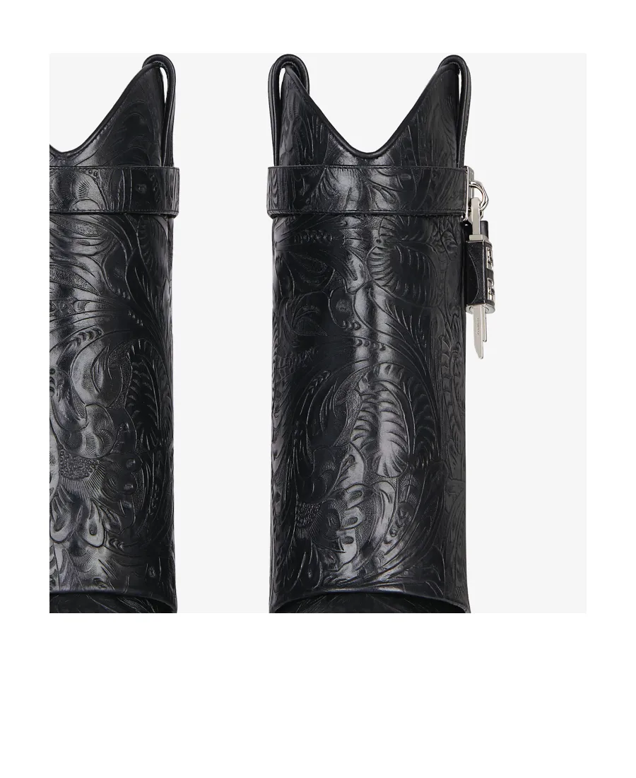 Shark Lock Cowboy Ankle Boots