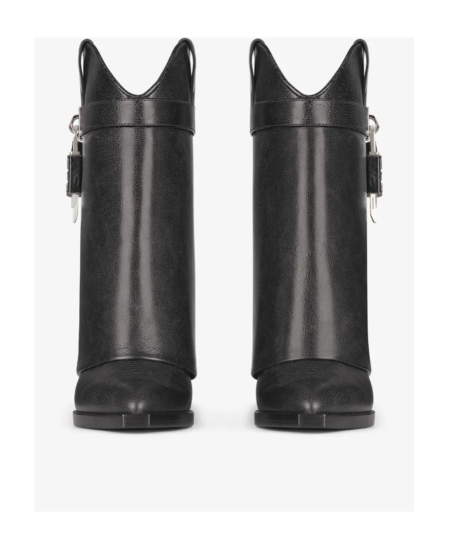 Shark Lock Cowboy Ankle Boots
