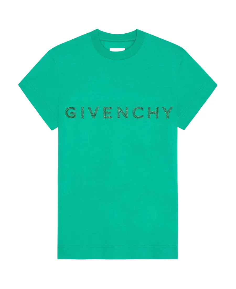 Slim Fit T-Shirt With Givenchy Rhinestones