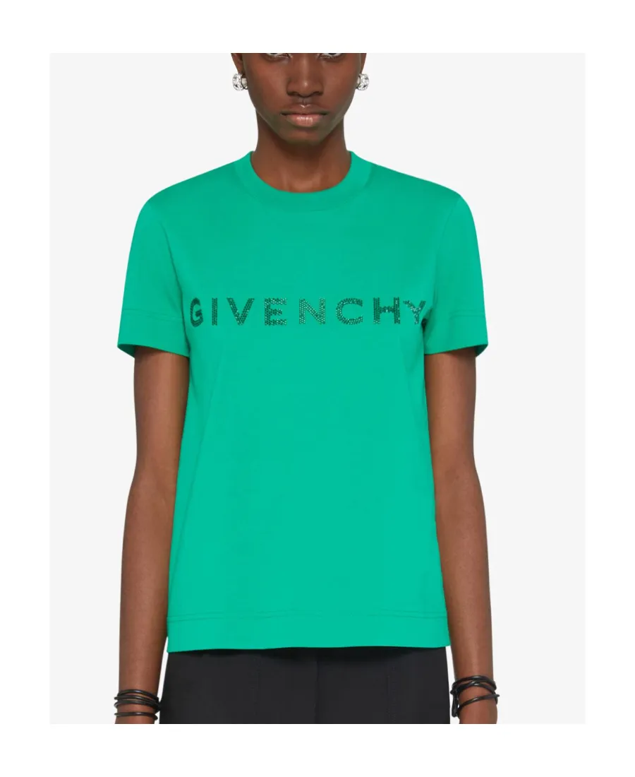 Slim Fit T-Shirt With Givenchy Rhinestones